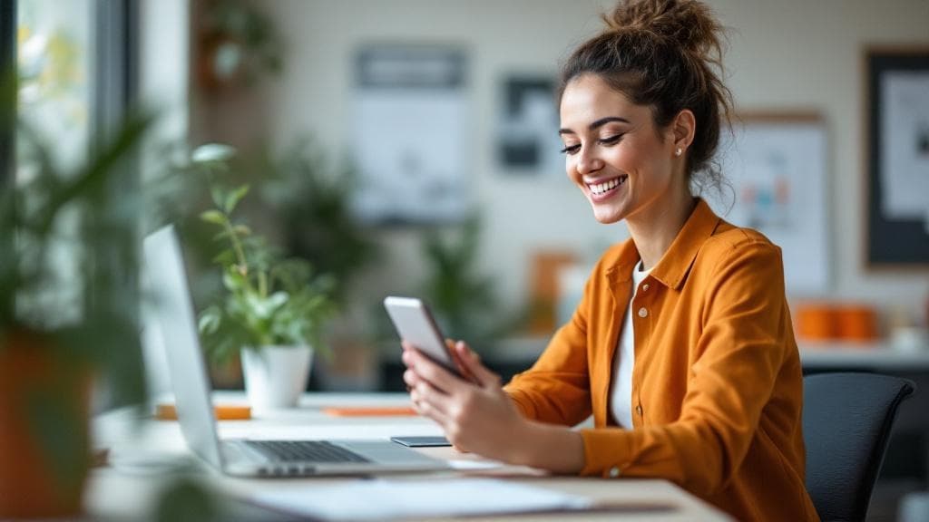 Berater nutzt Bonus TimeTracker auf dem Smartphone